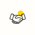 A handshake icon representing Kickin' Cancer Redwood County.