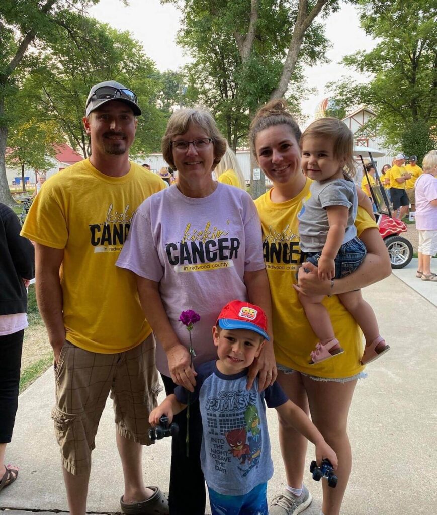 A family participating in the Kickin' Cancer event